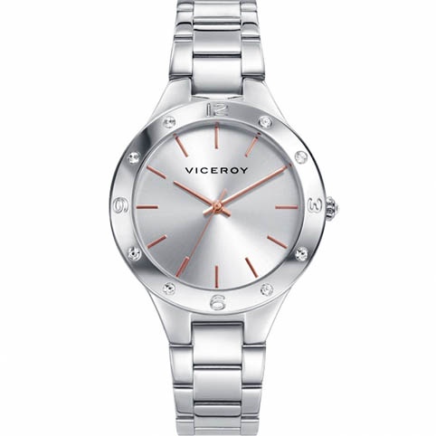 Reloj Viceroy 401044-87 | Display Analógico | Cuarzo | Esfera Plateada | Correa Marrón
