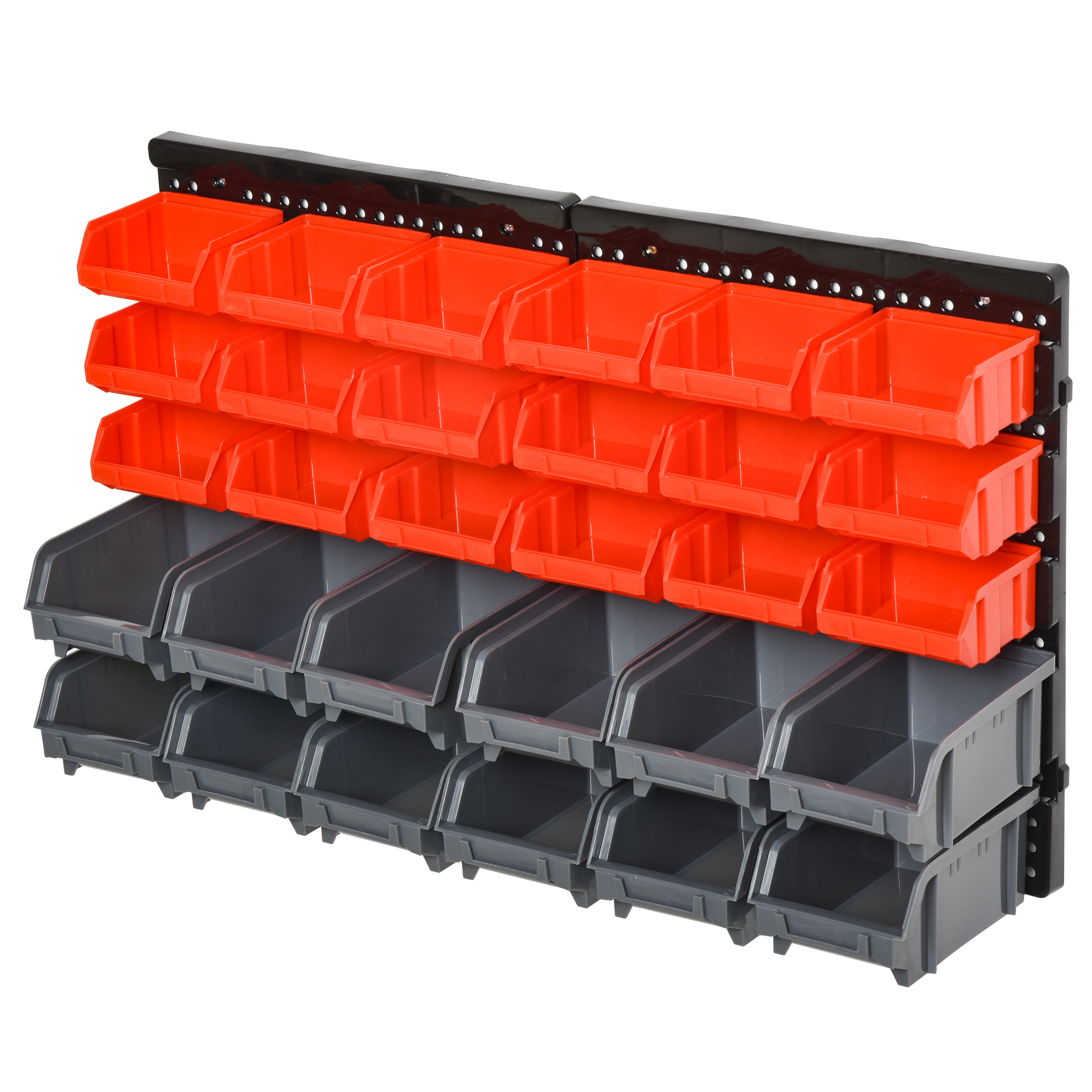 DURHAND Estantería de Almacenaje para Pared Organizador de Herramientas 33 Piezas en Total con Cajas de 2 Tamaños Diferentes Ideal para Tornillos 37,5x18x63 cm Rojo y Gris