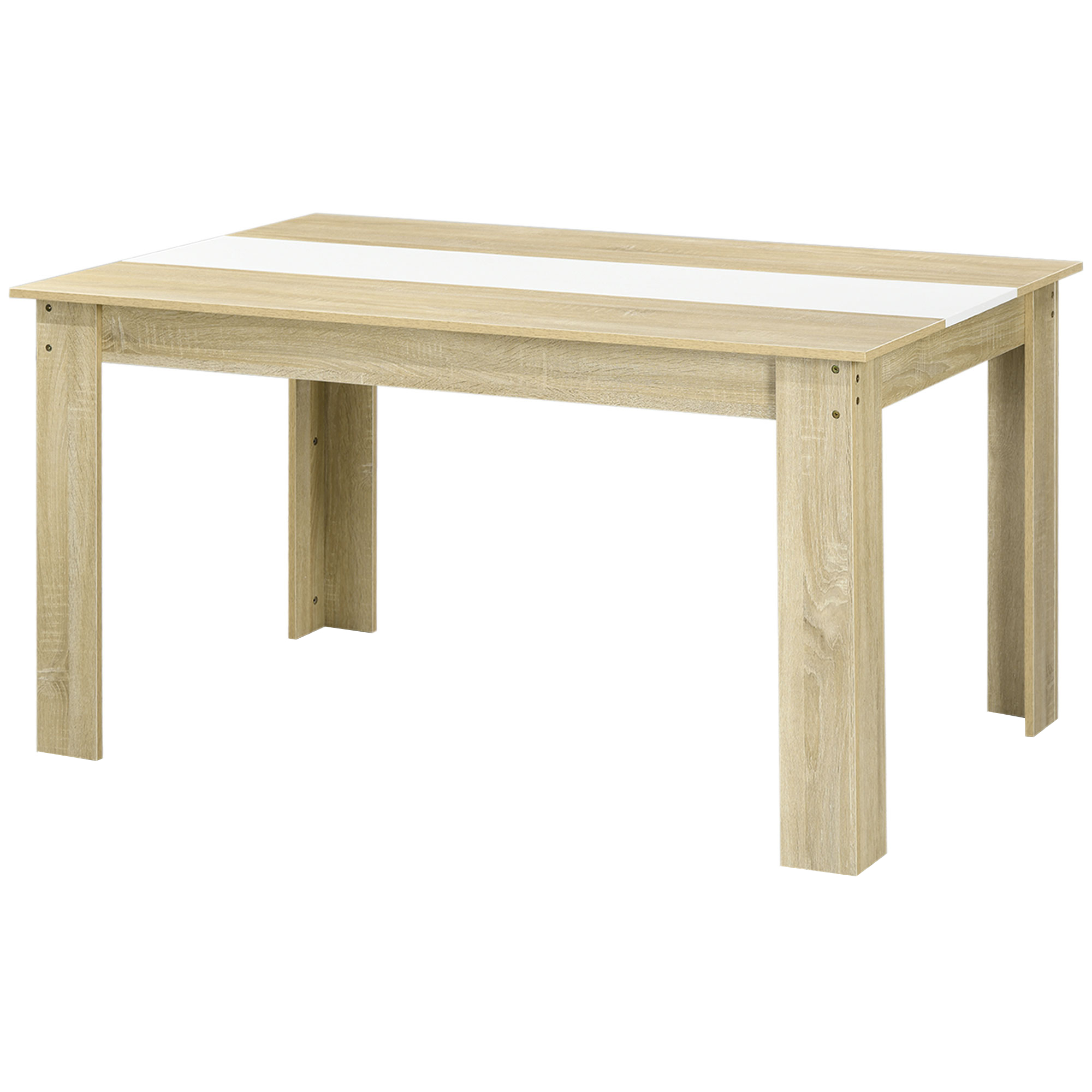 HOMCOM Mesa de Comedor Moderna Mesa de Cocina Rectangular para 4-6 Personas Carga 100 kg para Salón 140x89,5x75 cm Blanco y Roble