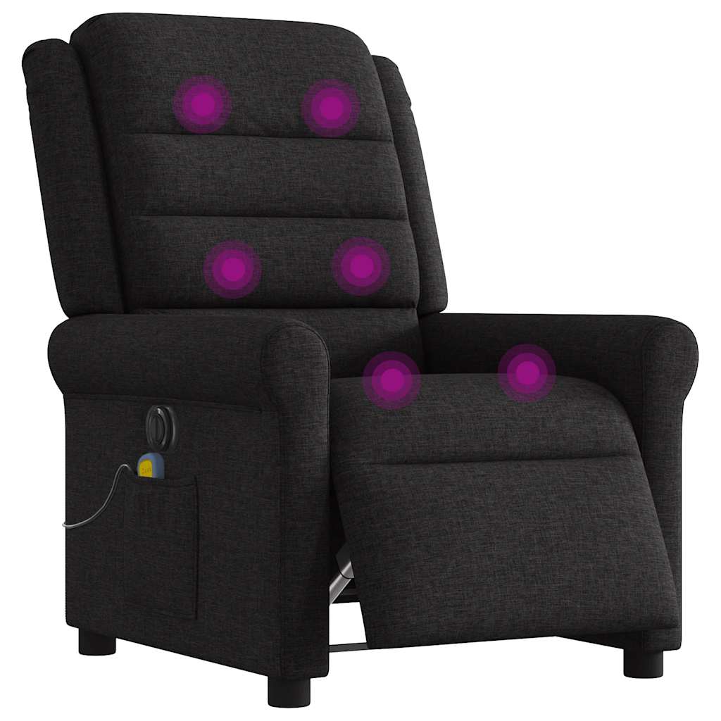 vidaXL Sillón reclinable de masaje eléctrico tela negro