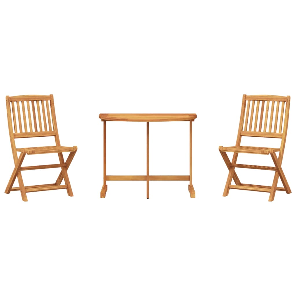 vidaXL Set de comedor de jardín plegable 3 pzas madera maciza acacia