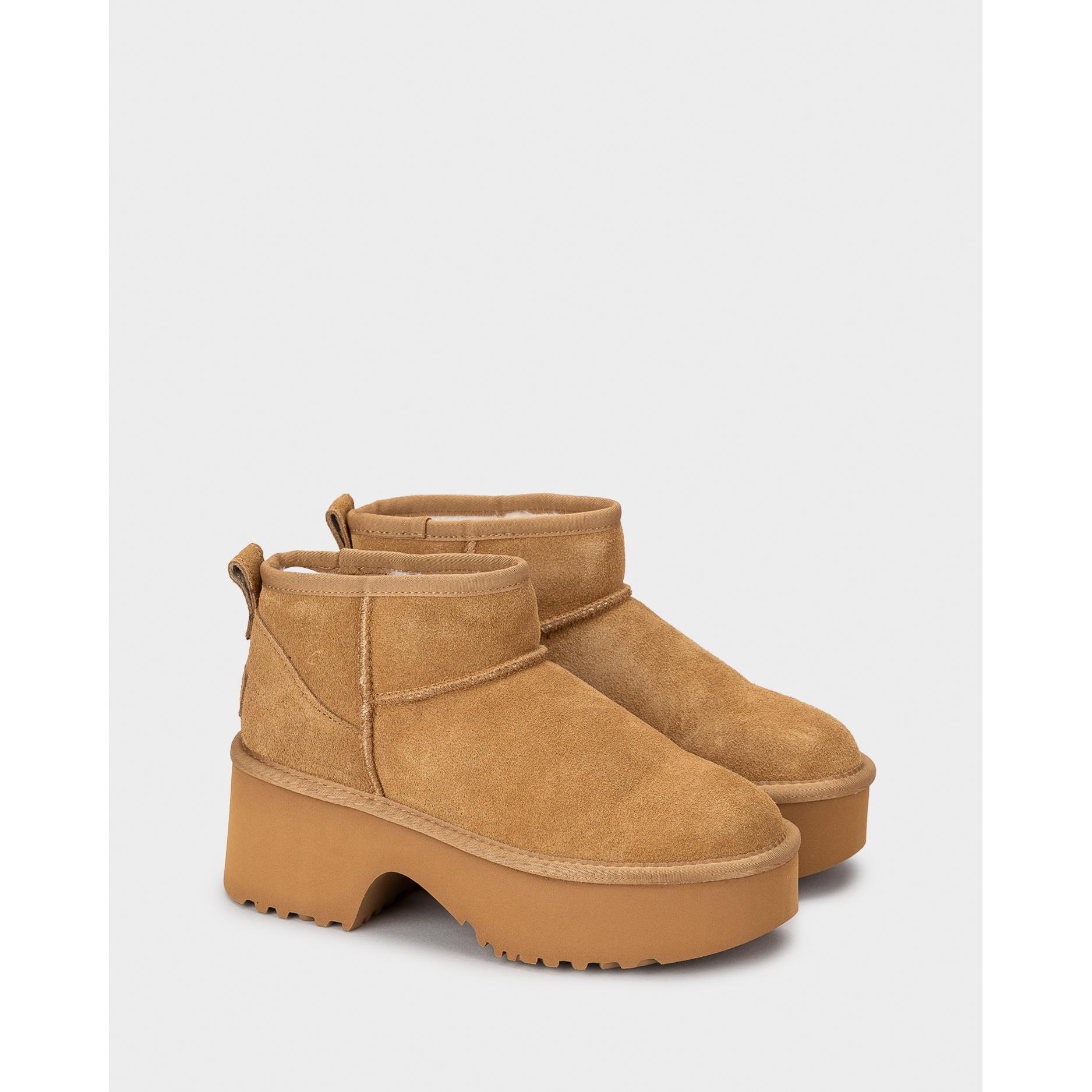 ANDY-Z AZ4009 Botines de en cuero para mujer, botas de nieve cálidas, forro de felpa, suela gruesa, sin cordones, sencillos, antideslizantes, otoño e invie
