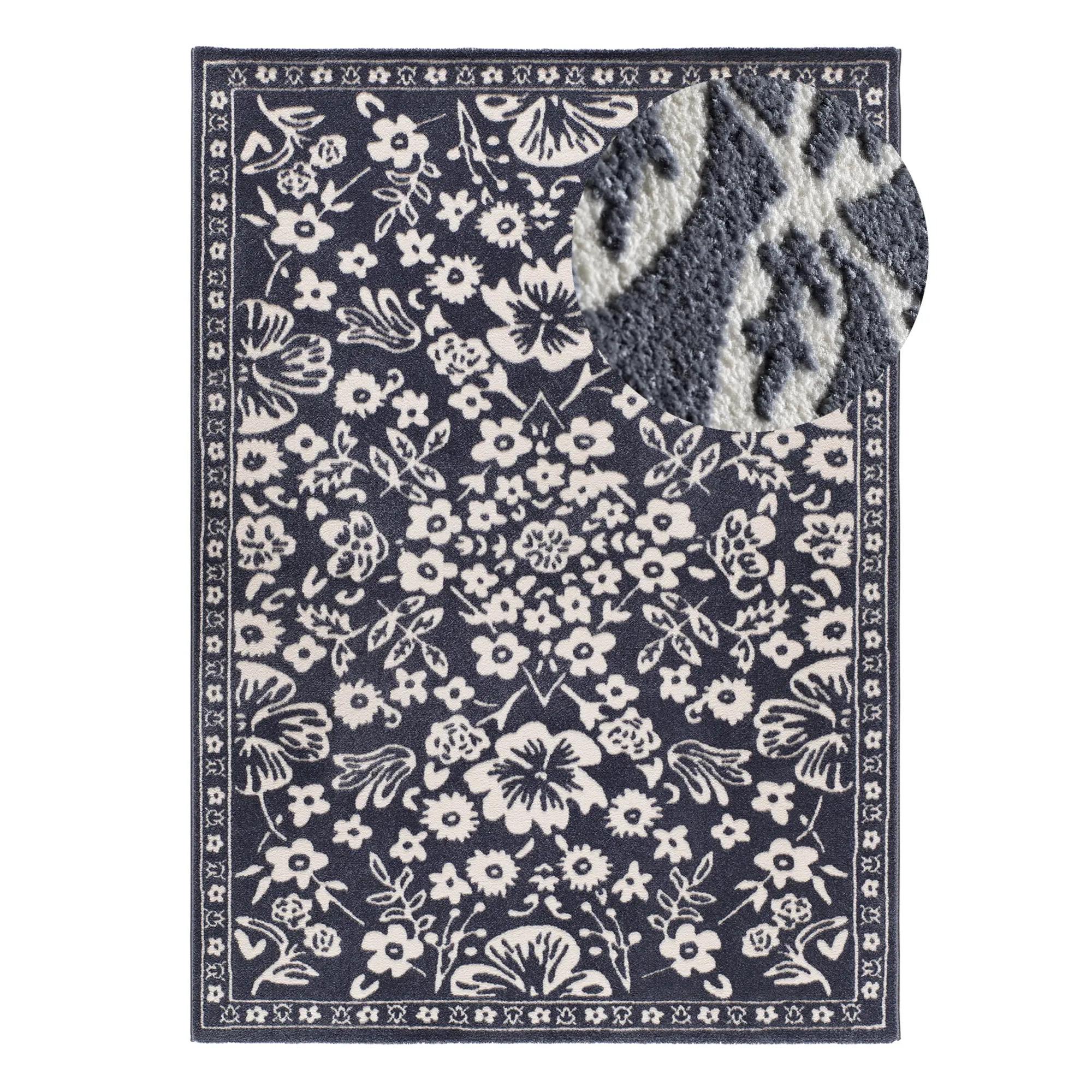 ATTICGO Alfombra interior de estilo clásico con relieve en Azul - AMARA 12994 | 80x150, 133x190, 160x230, 200x290 cm