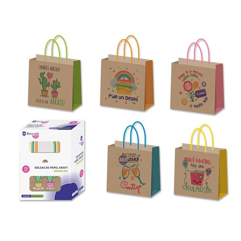 Disok Lote de 20 Bolsas Kraft para Mensajes Frases - Detalles Bodas Regalos Originales