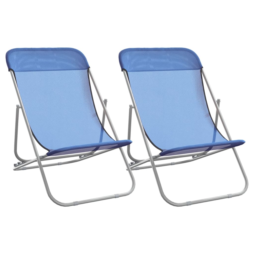 Vidaxl Silla de Playa Plegable 2 Uds Acero Recubierto Textilene Azul, Negro, Rojo