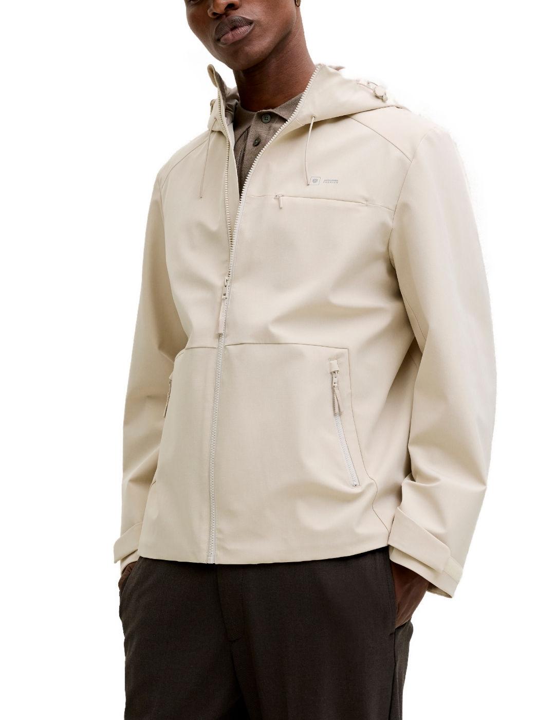 Chaqueta Jack&Jones Blaaspen beige con capucha para hombre