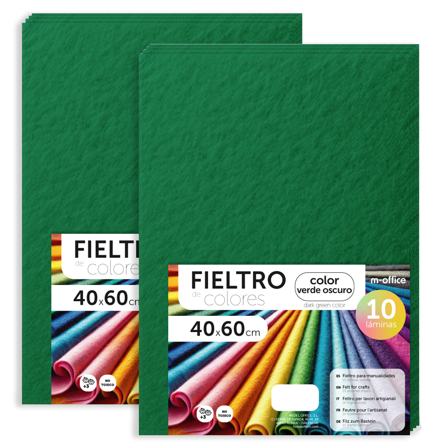 Fieltro para Manualidades, Fieltro de Colores, Suave y Flexible, Material para Costura, Telas Patchwork, Ideal para proyectos DIY, artesanía o decoración, Tamaños Variables - m-office Distintos Colores