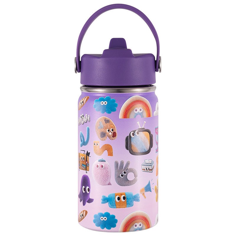 Botella de Agua de Maple inoxidable de 350ml para niños (20 Diseños) mantiene El Frío y el color-Reutilizable térmico | Libre de BPA | Mantiene 24H frío/Caliente 12H | Thermo & Hermético-Prueba de Fugas de Doble comparación (TK350 1099 F6 D7)