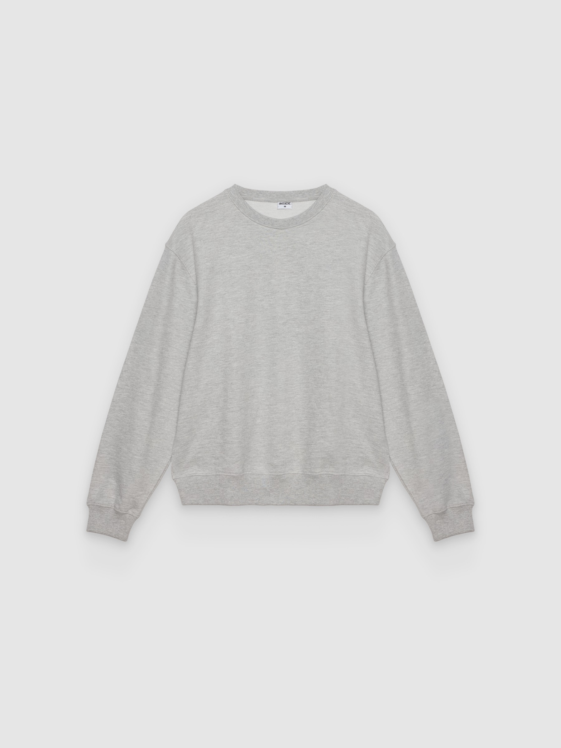 Sudadera básica cerrada, sin capucha y cuello redondo, de felpa, patrón oversized de 58 cm y caída amplia INSIDE