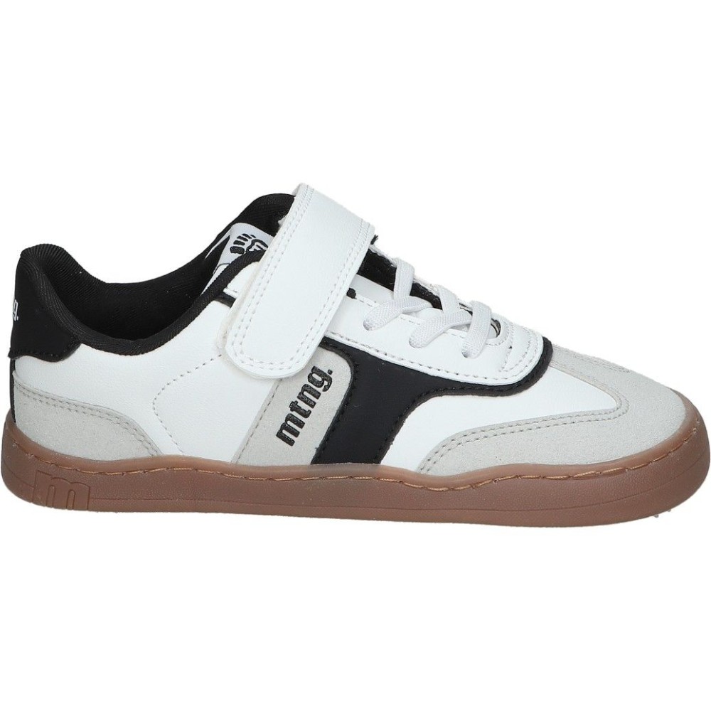 MTNG | Zapatillas Barefoot Mustang Free Infantiles – Deportiva en Color Blanco con Detalles en Beige y Negro – Sneakers con Cordones y Velcro – Respetuoso – Plantilla Extraíble – Vegan – Flexibles – Modelo 48942