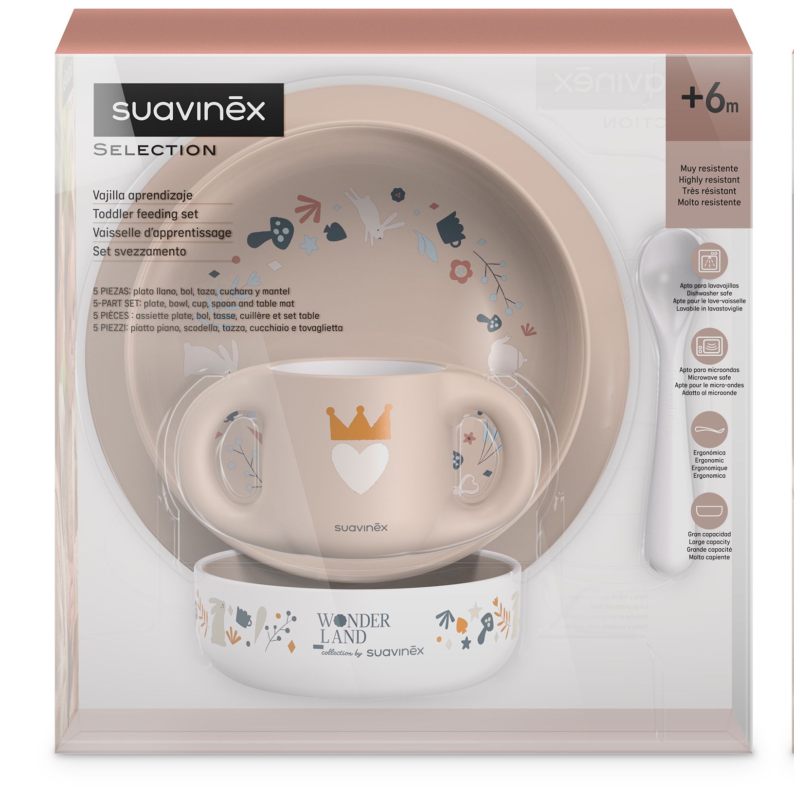 VAJILLA INFANTIL APRENDIZAJE SUAVINEX  ROSA+6 MESES 1 UNIDAD