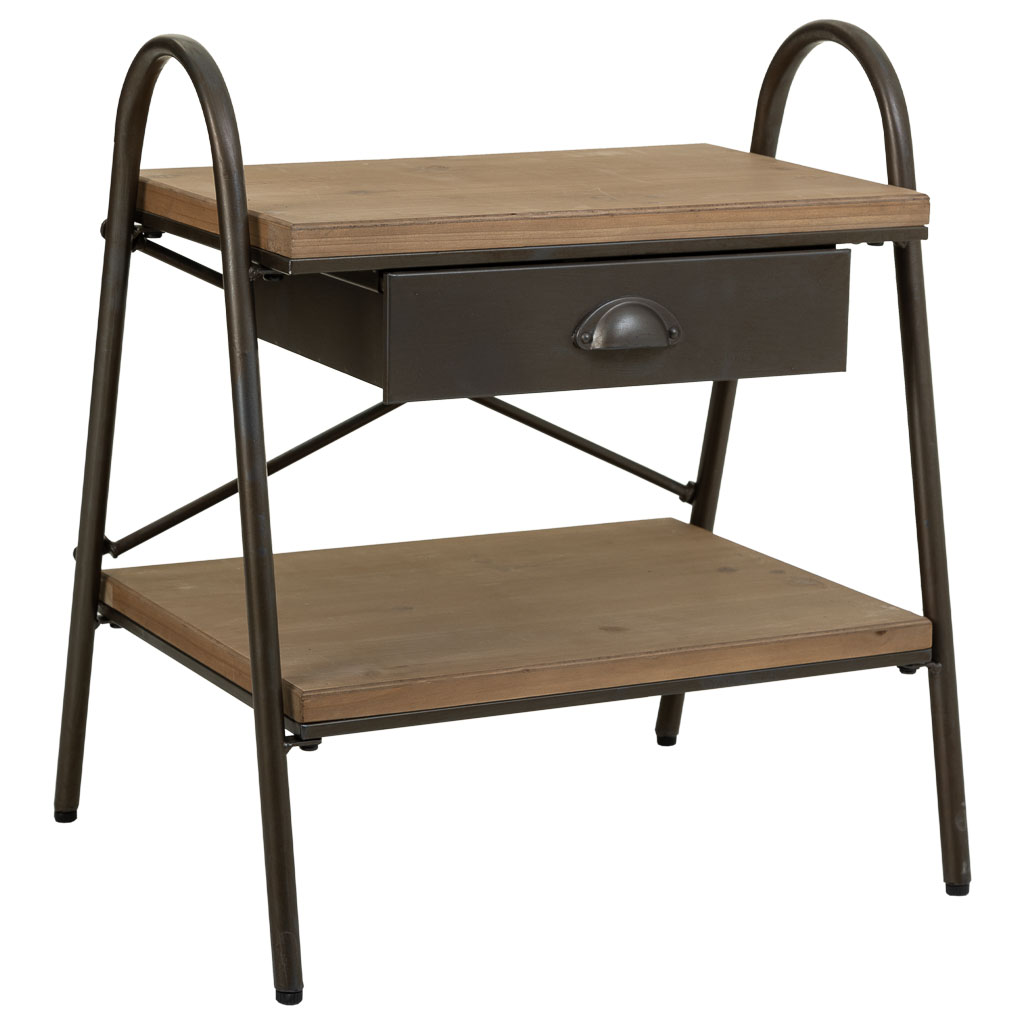 Kit Mesita De Madera Y Metal Marron 42x52x60cm, El mejor complemento para tu hogar
