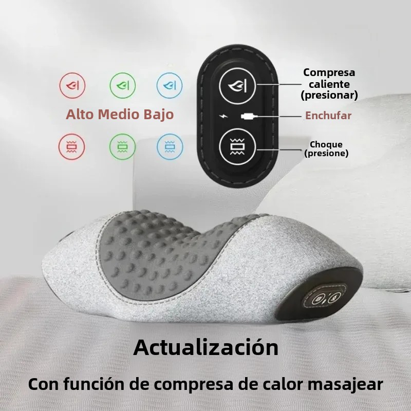 Almohada Masajeadora Eléctrica De Vibration Térmica Para Relaxar La Columna Cervical Reducir La Fatiga Muscular Y Aliviar Los Problemas Del Sueño Y El Dolor De Hombros