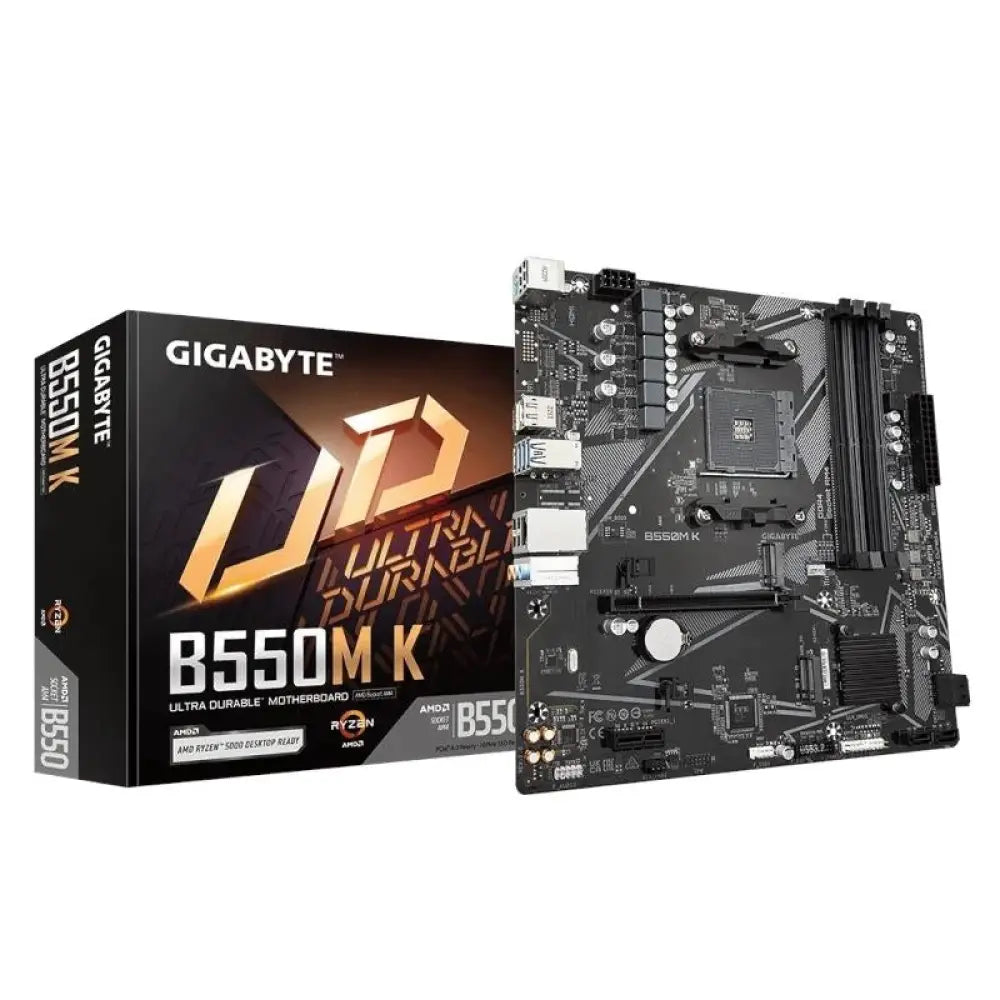 Gigabyte - Placa base B550M K mATX AM4 para procesadores AMD Ryzen 5000/4000G/3000, compatible DDR4 hasta 128 GB y PCIe 4.0, ideal para montaje de PC diario y renovación fiable