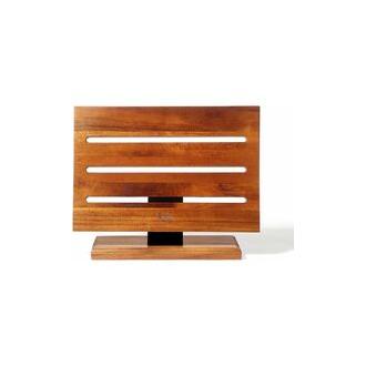 CA Bloque magnético para cuchillos, soporte para cuchillos de cocina de madera de acacia japonesa, soporte para cuchillos de madera con banda magnética bilateral mejorada