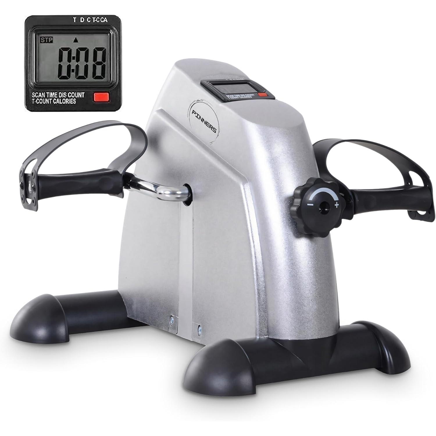 PINNERS Pedales Estáticos para Ejercicio en Casa, Mini Bicicleta Estática con Resistencia Ajustable y Pantalla LCD, Ideal para Ancianos y Rehabilitación