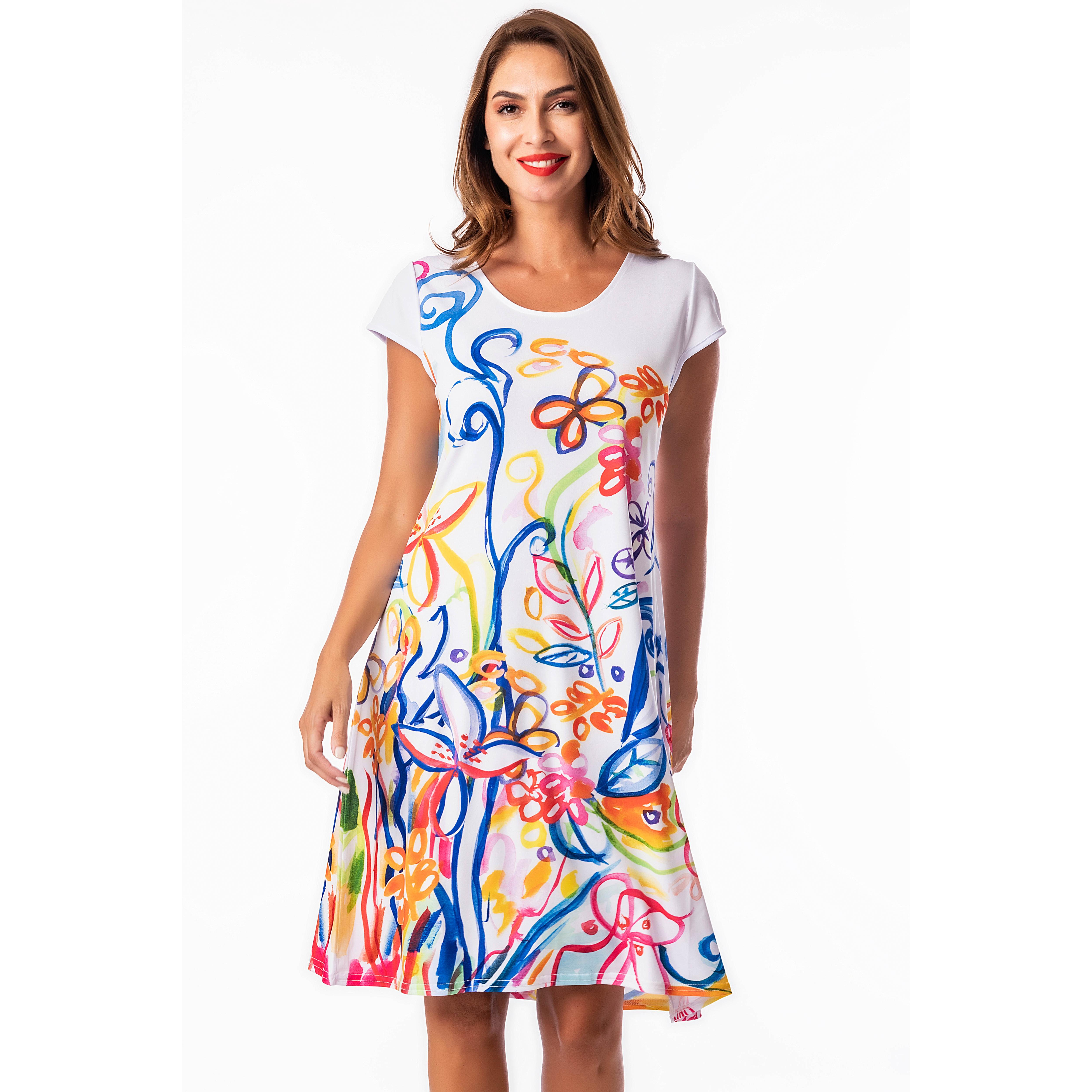 Vestido Mujer Estampado Verano Manga Corta – Masquenada – Tejido Alta Calidad