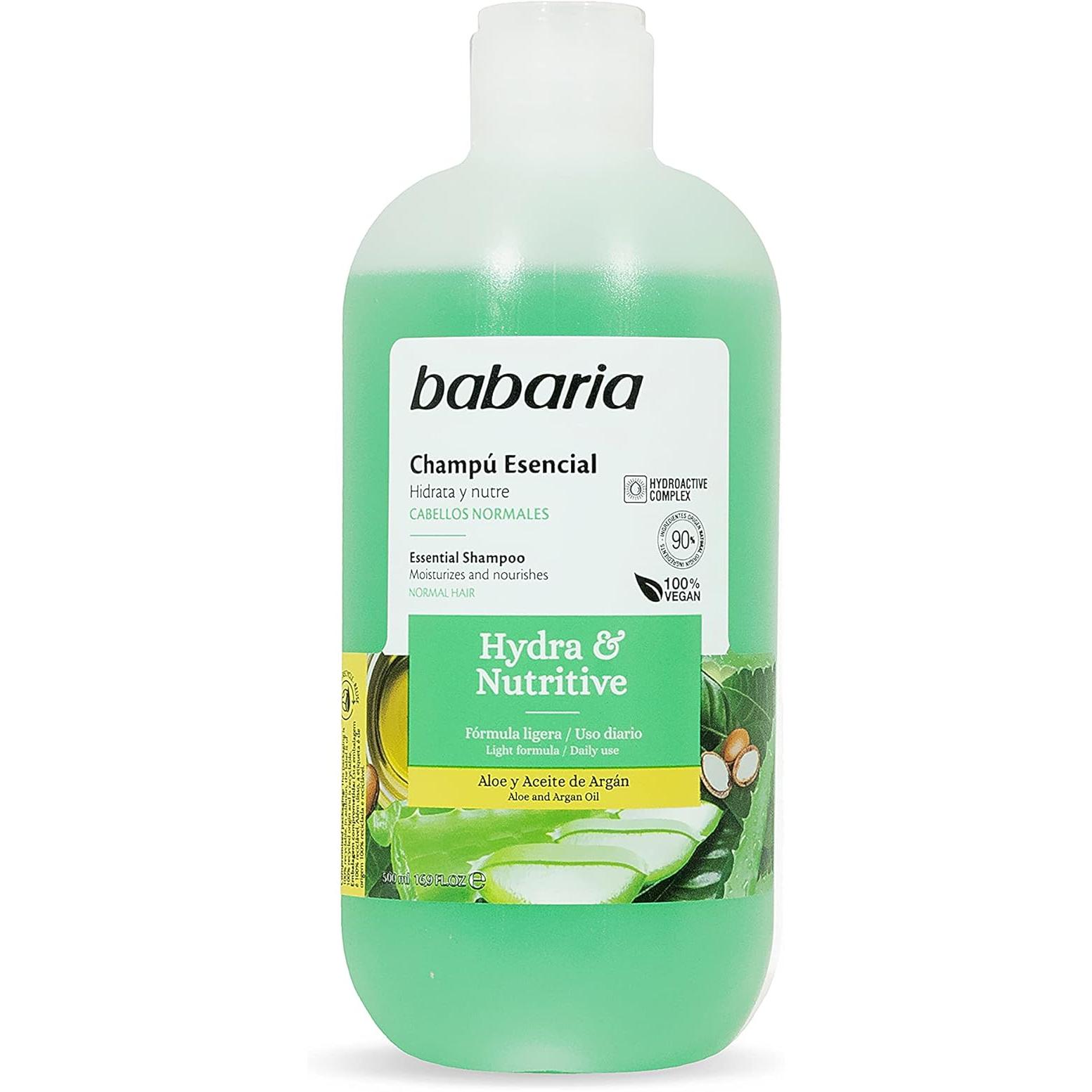 Babaria Hydra & Nutritive Champú Esencial 500ml Aloe Vera y Aceite de Argán Hidratación y Nutrición Cabello Normal