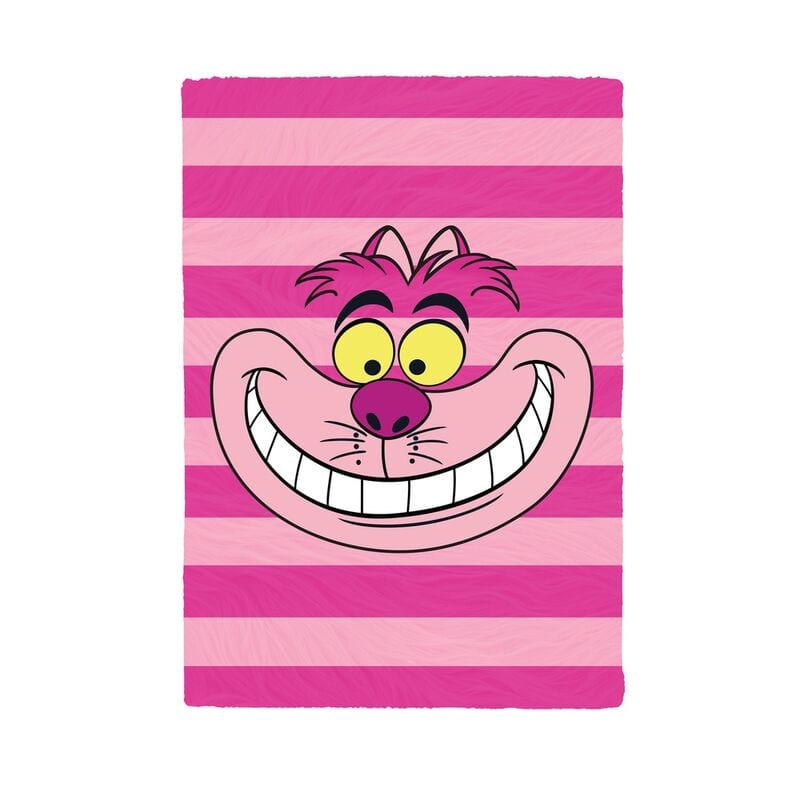Cuaderno A5 Alicia en el País de las Maravillas Disney Cheshire, Tapa de Felpa Suave Premium, Diseño Rosa a Rayas con Sonrisa, para Notas y Regalo, Ligero y Resistente