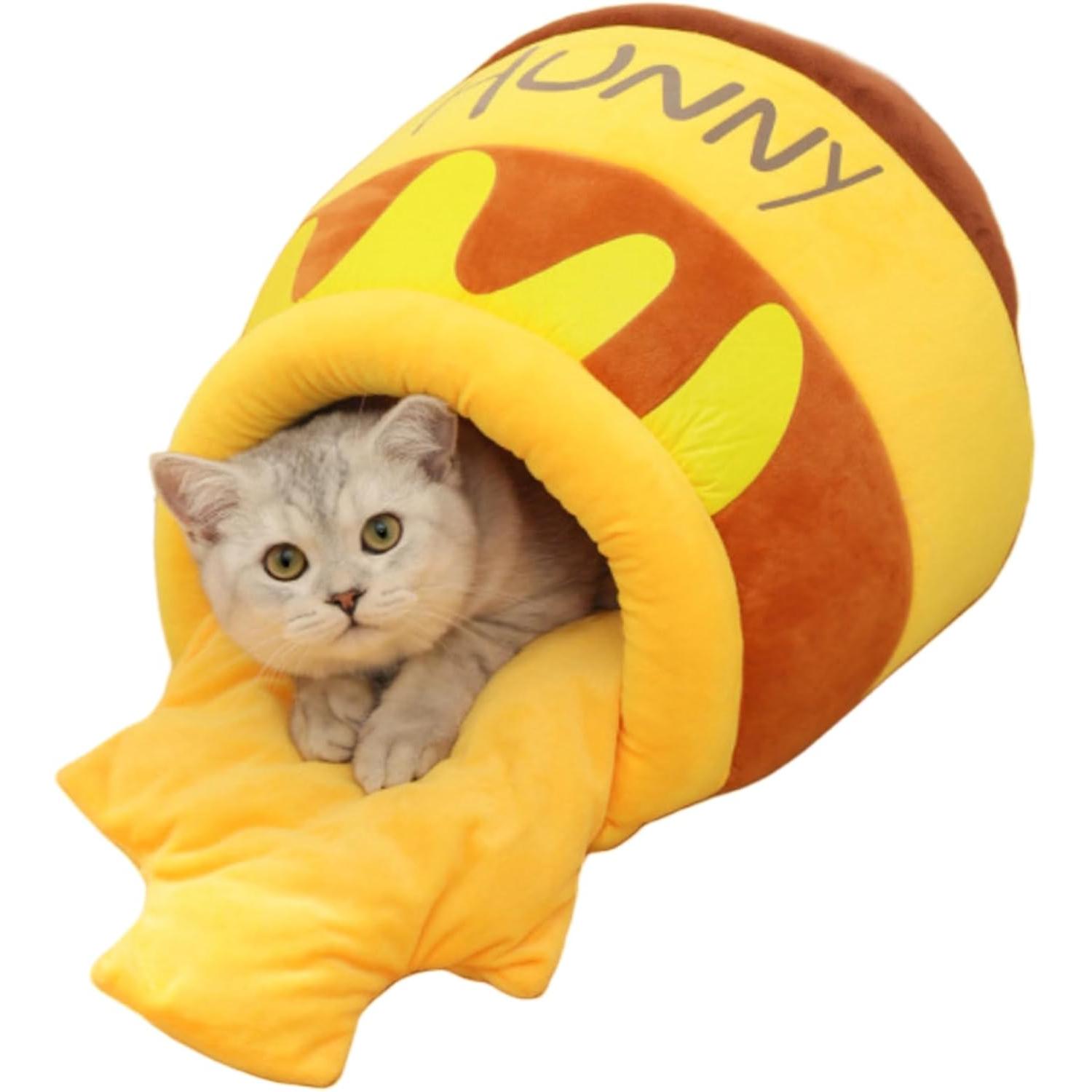 Cama para Gatos Invierno, Camas para Gatos, Cama Gato, Cueva para Gatos, Casa para Gatos Interior, Cama Calmante para Gatos, Casa con Cojín Extraible, Lavable, para Gatos, Perros Pequeños