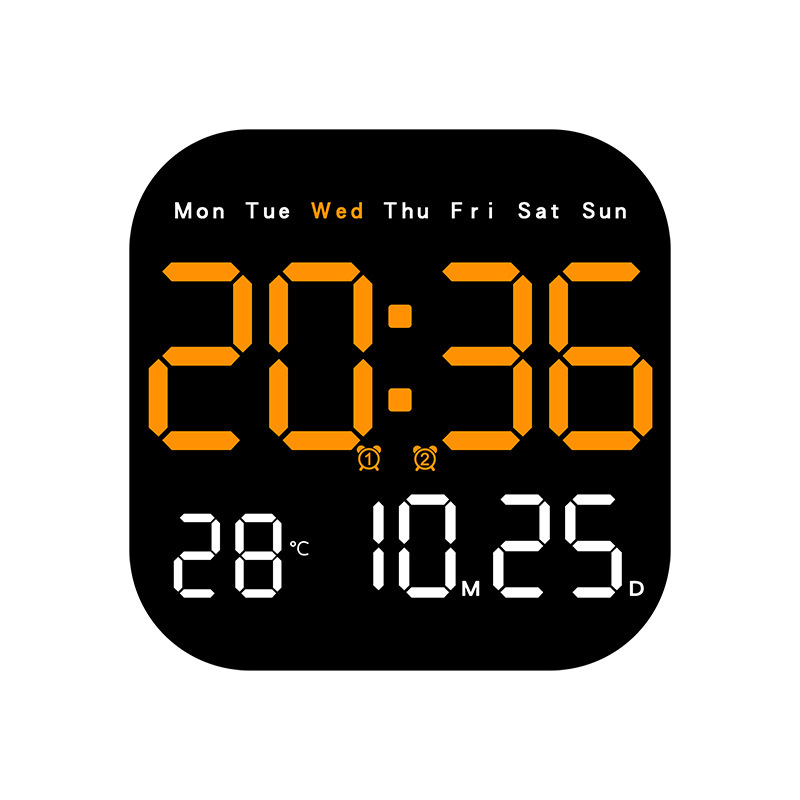 Reloj de pared, reloj de pared digital grande, reloj de pared, control remoto, pantalla de reloj de pared grande, temperatura, fecha, semana