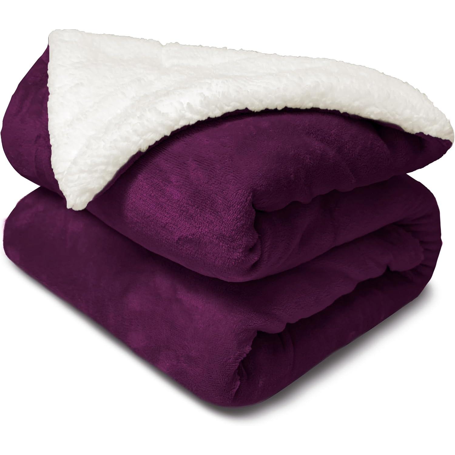 Manta Borrego 130x160cm/160x220cm/220x240cm, Manta Sofa Reversible de Franela y Sherpa, Manta Cama Gruesa, Manta Borreguito, Sobrecama, Manta Caliente, Suave, Transpirable para Invierno