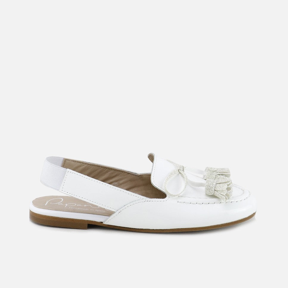 Slipper Borlas Charol Blanco Papanatas | Eli 1957