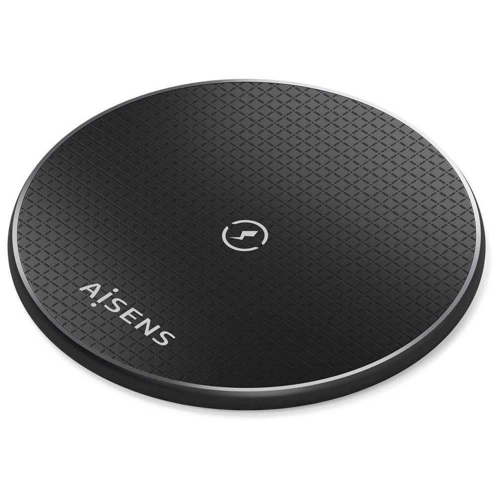 Aisens - Cargador inalámbrico Qi 15 W para smartphone con protección múltiple contra sobrecarga, sobrevoltaje y sobrecalentamiento, color negro
