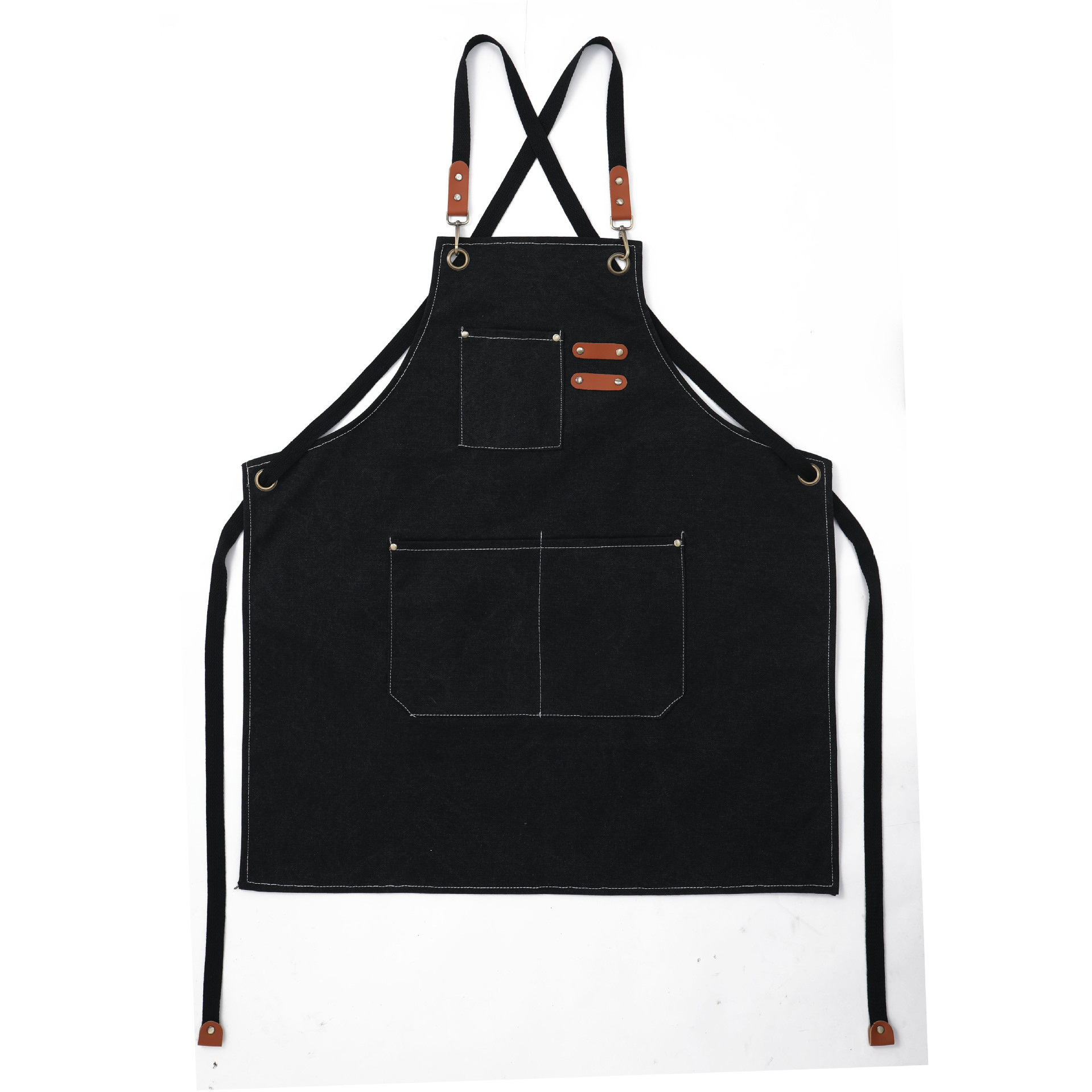 CA Delantal de Lona de Algodón con espalda Cruzada para Pintura Artística y jardinería, delantal con 3 bolsos, impermeable, ajustable, 1 UnidadITO