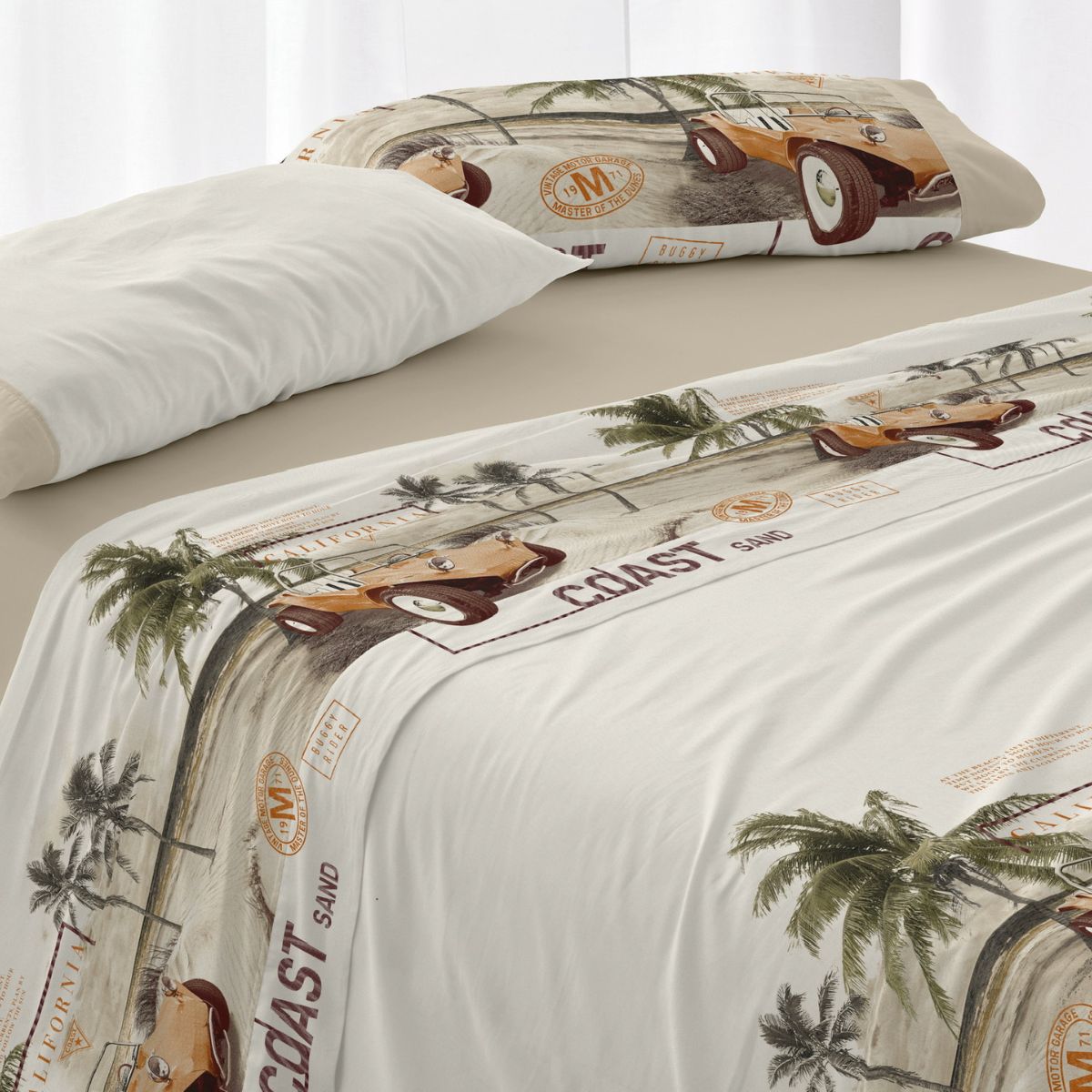 Sábanas de Tela Estilo Vintage Burrito Blanco 50% Algodón 50% Poliéster - Medidas de 90 a 135 cm