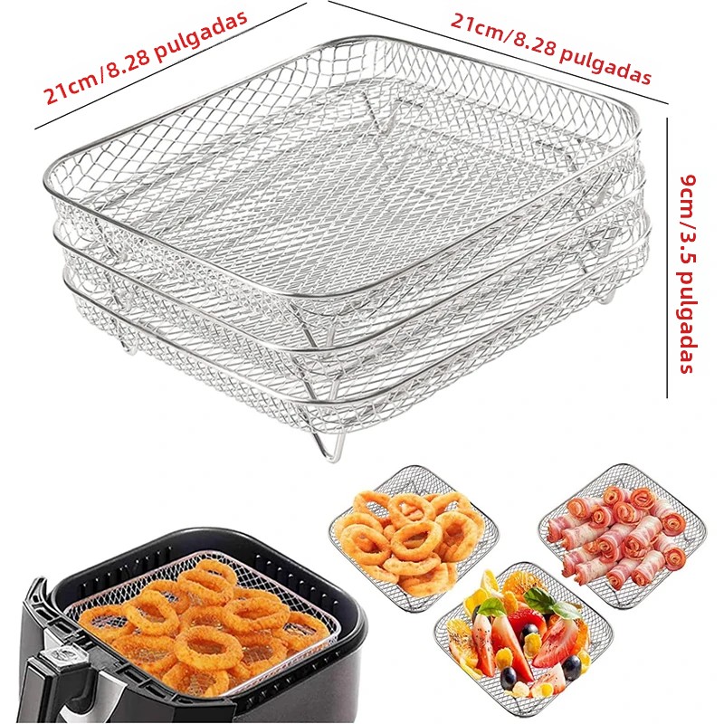 TK Accesorios Para Air Fryer Cuadrado Soporte De Asado Para Horno De Aire Caliente Olla De Cocción Rápida Para Cosori Instant Vortex Foodi Airfryer