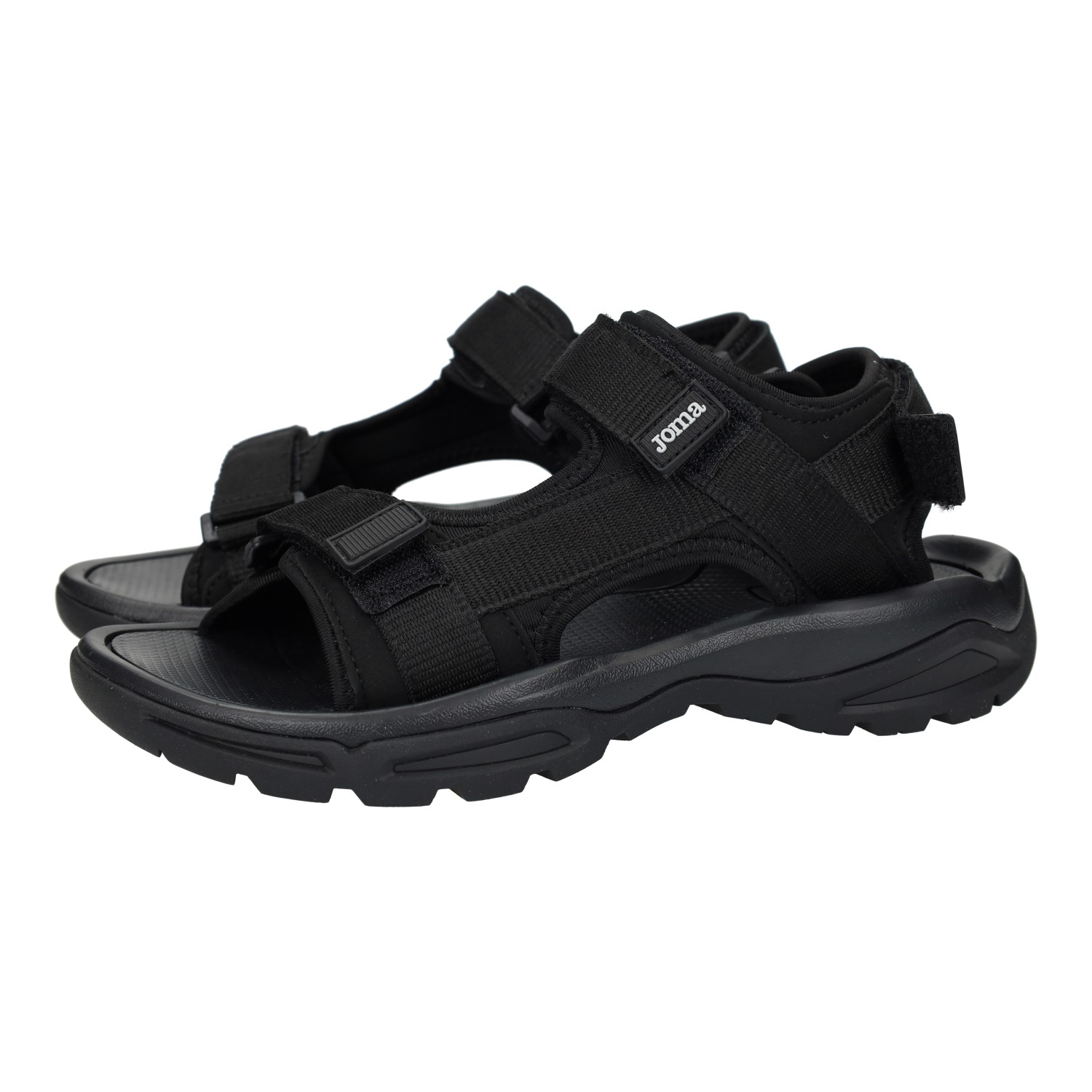 Sandalias marca JOMA para hombre en color negro. Sandalias para hombres en color negro, sandalias deportivas con cinta textil adhesiva, piso de goma antideslizante