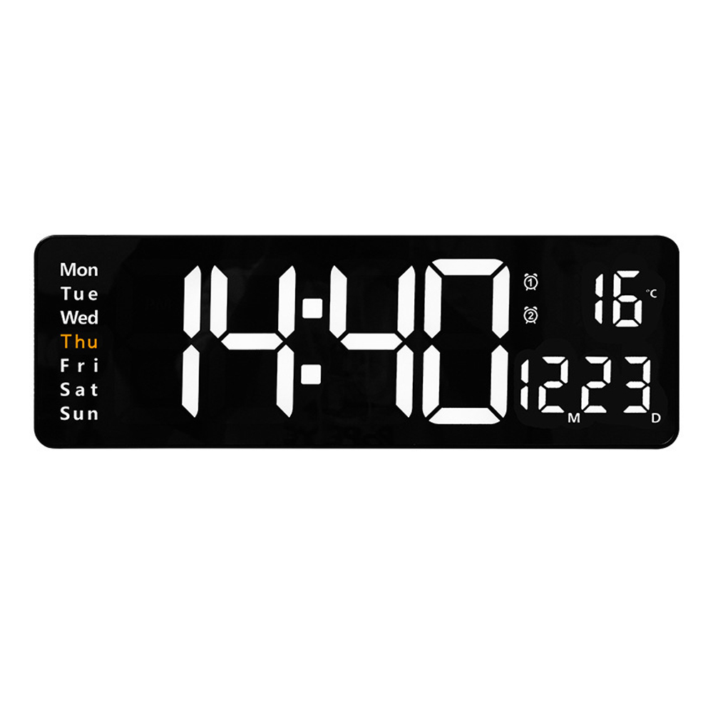 TK Reloj con pantalla grande de 16 pulgadas, reloj digital, reloj de pared sencillo para salón,Blanco