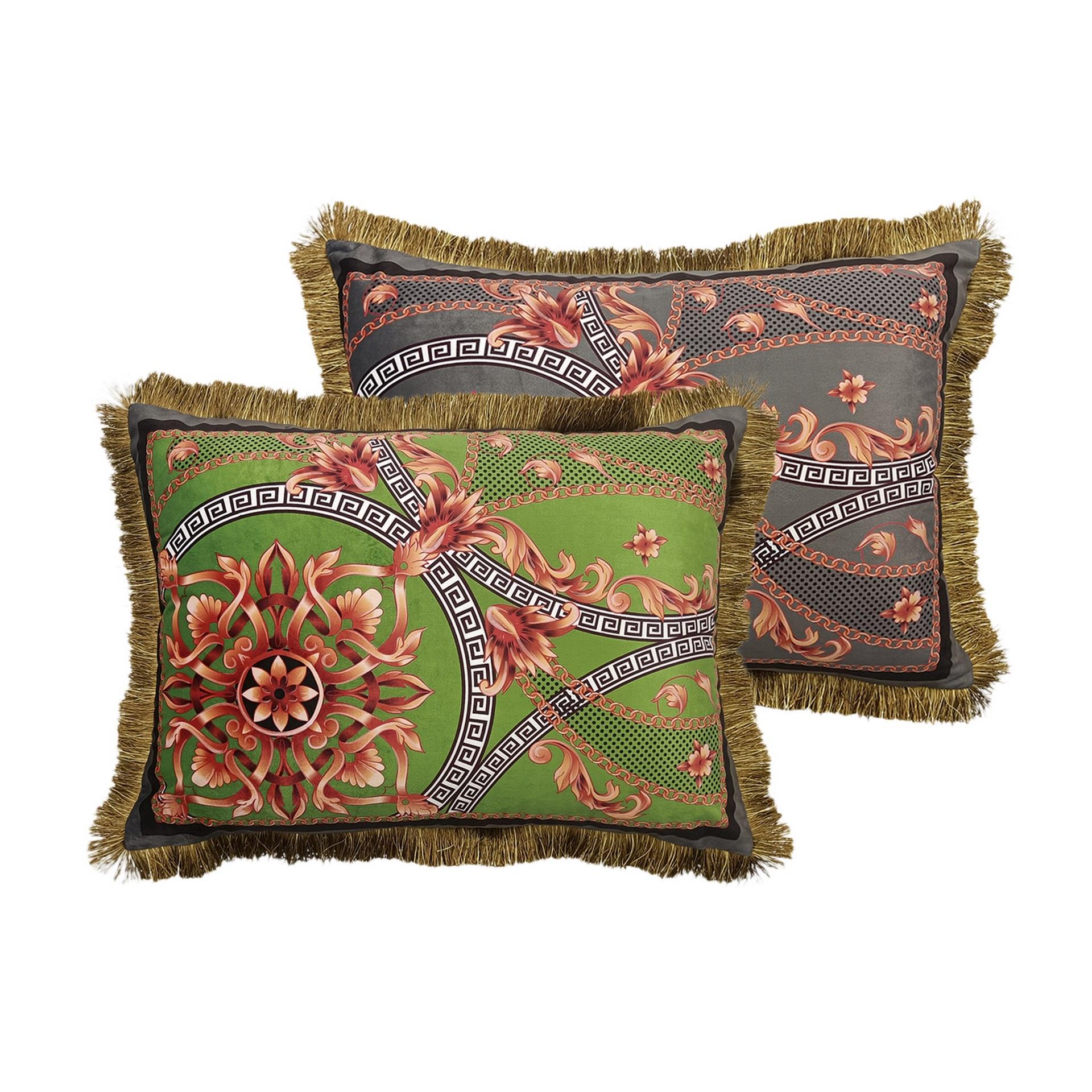 Cojin velvet relleno plumas con flecos 60x13x45 cm , El mejor complemento para tu hogar.