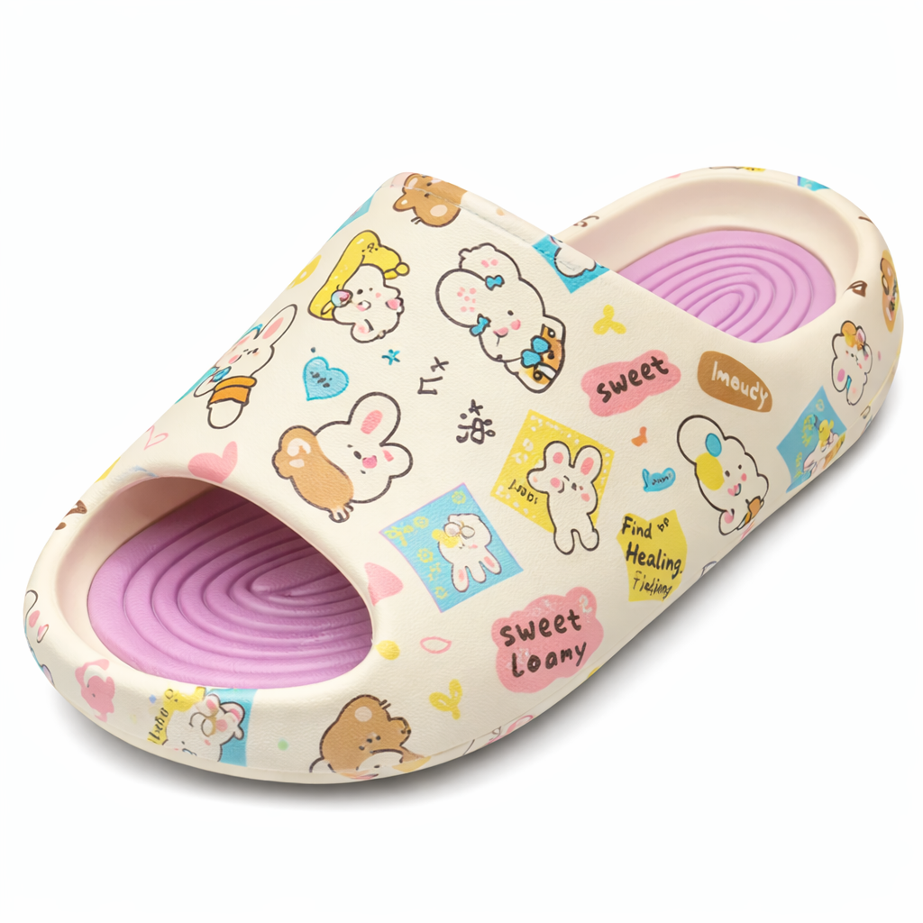 JOTA KA Zapatillas Chancla de Casa Mujer Verano, Sandalias Tipo Slide con Estampado Aleatorio, Suela EVA Antideslizante, Ultraligeras y Cómodas para Interior y Exterior (Colores Variados)