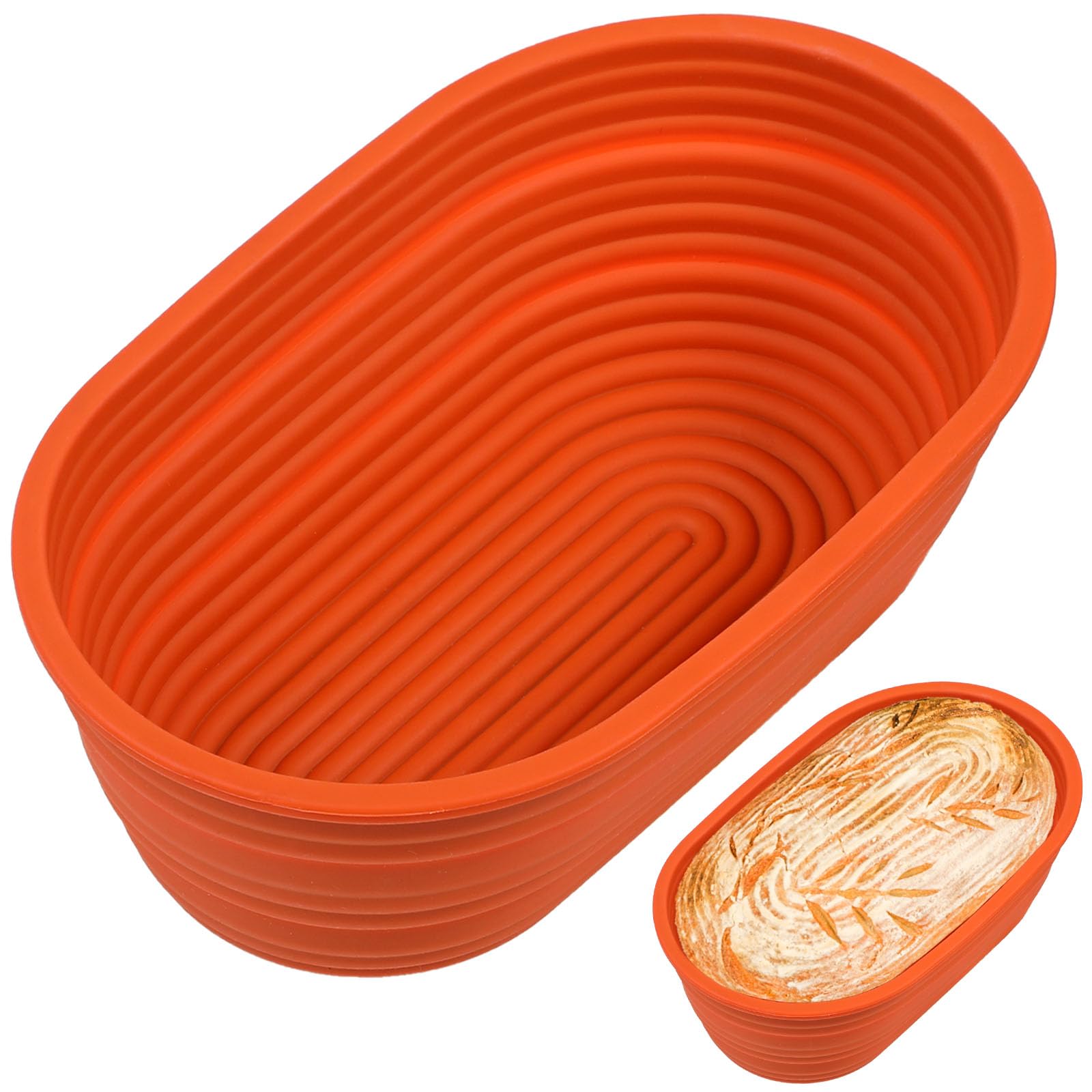 TK Cesta ovalada de silicona de 25 cm para fermentar pan, cesta de fermentación para masa madre, recipiente