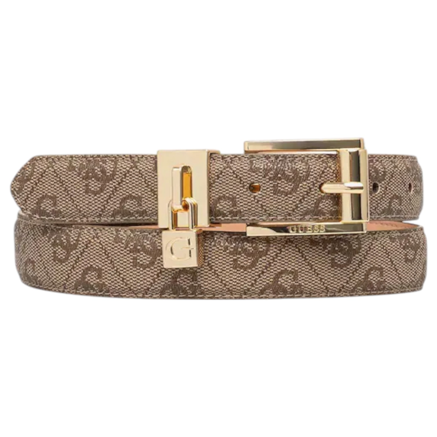 Cintura Donna Guess Yesba 4G Logo Leather Latte Beige
