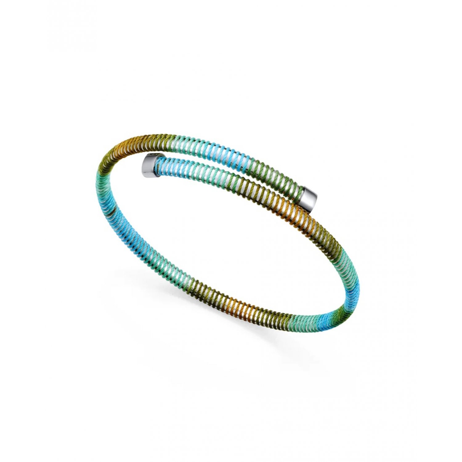 Viceroy Pulsera de acero tubogas flexible abierta con cordón enroscado,colección Laura Escanes