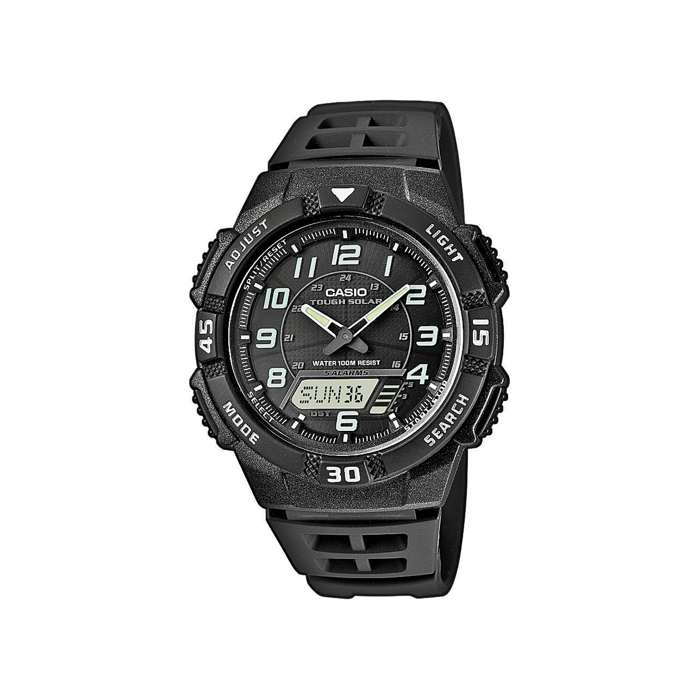 reloj deportivo hombre Casio SOLAR AQ-S800W-1B Hora Mundial Cronómetro 5 alarmas diarias correa de resina 100m water resist