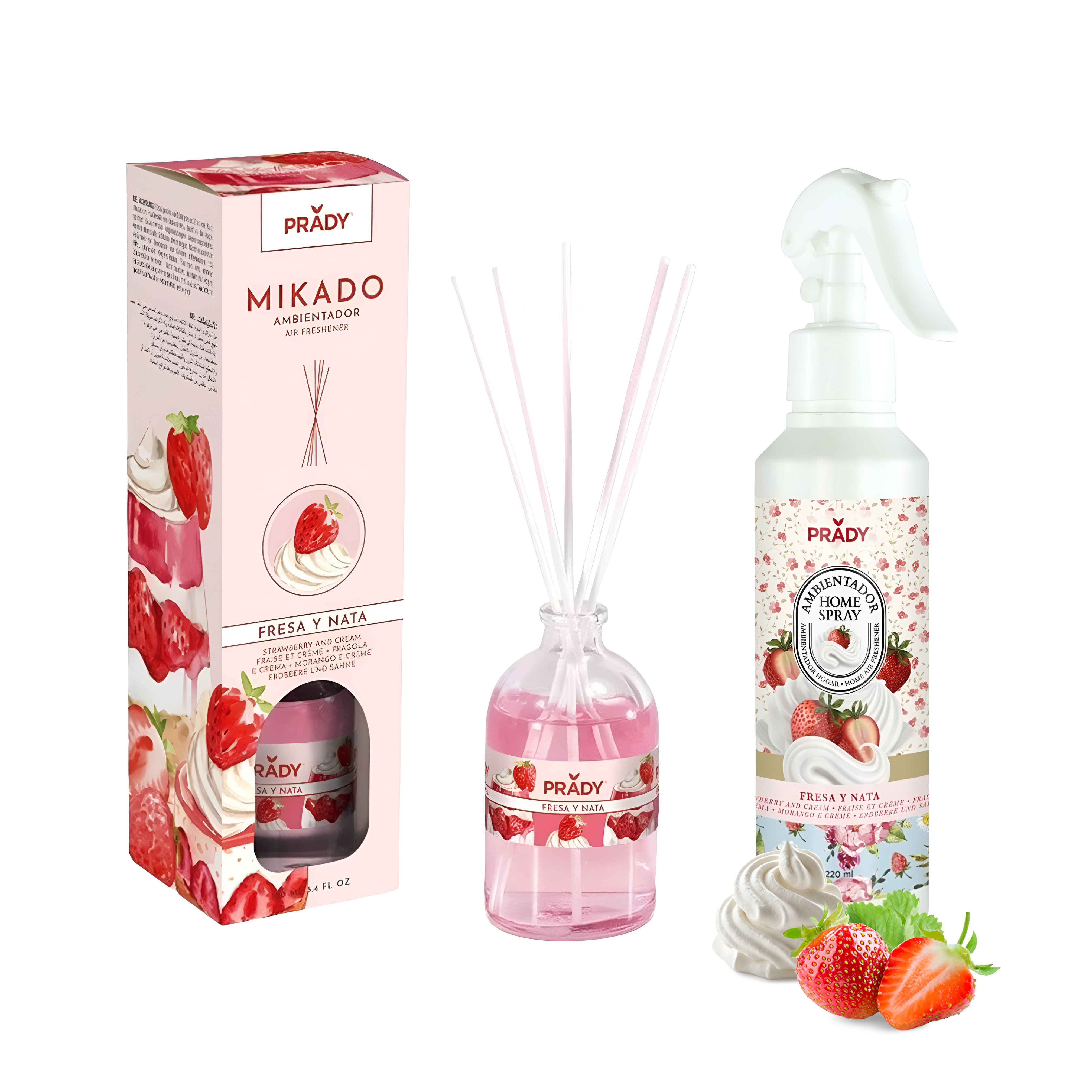 Prady Home Fragrance - Ambientador Air Freshener - FRESA Y NATA - 100 ml 3.4 Fl OZ