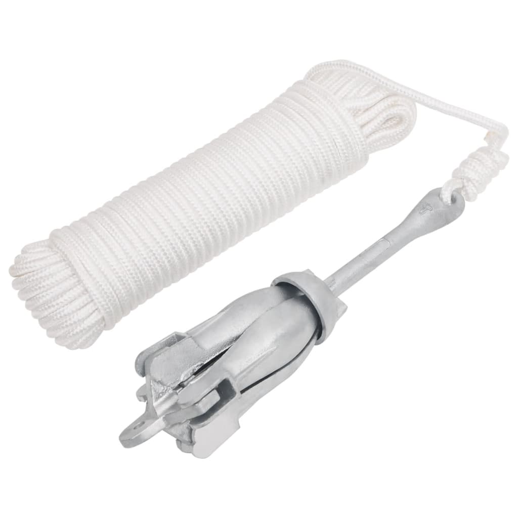 vidaXL Ancla Plegable con Cuerda Anclaje de Barco Hierro Maleable Plateado Peso 0.7 kg, 1.5 kg, 2.5 kg y mas