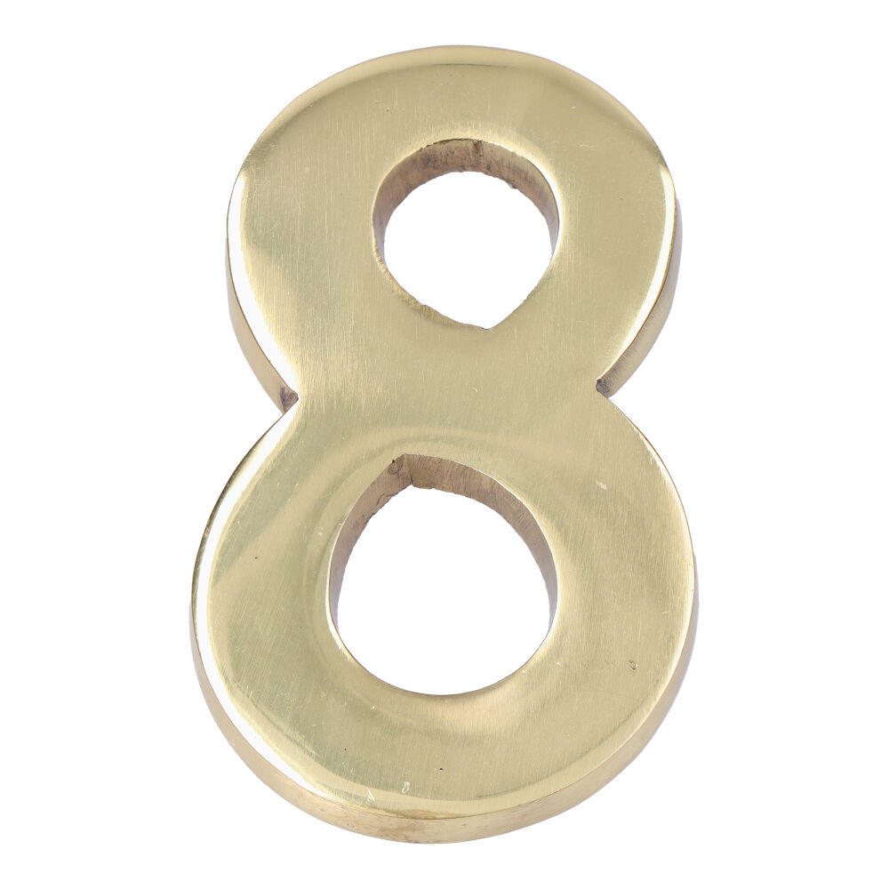 NUMERO 8 LATON PULIDO 10cm FIJACION INVISIBLE EDM