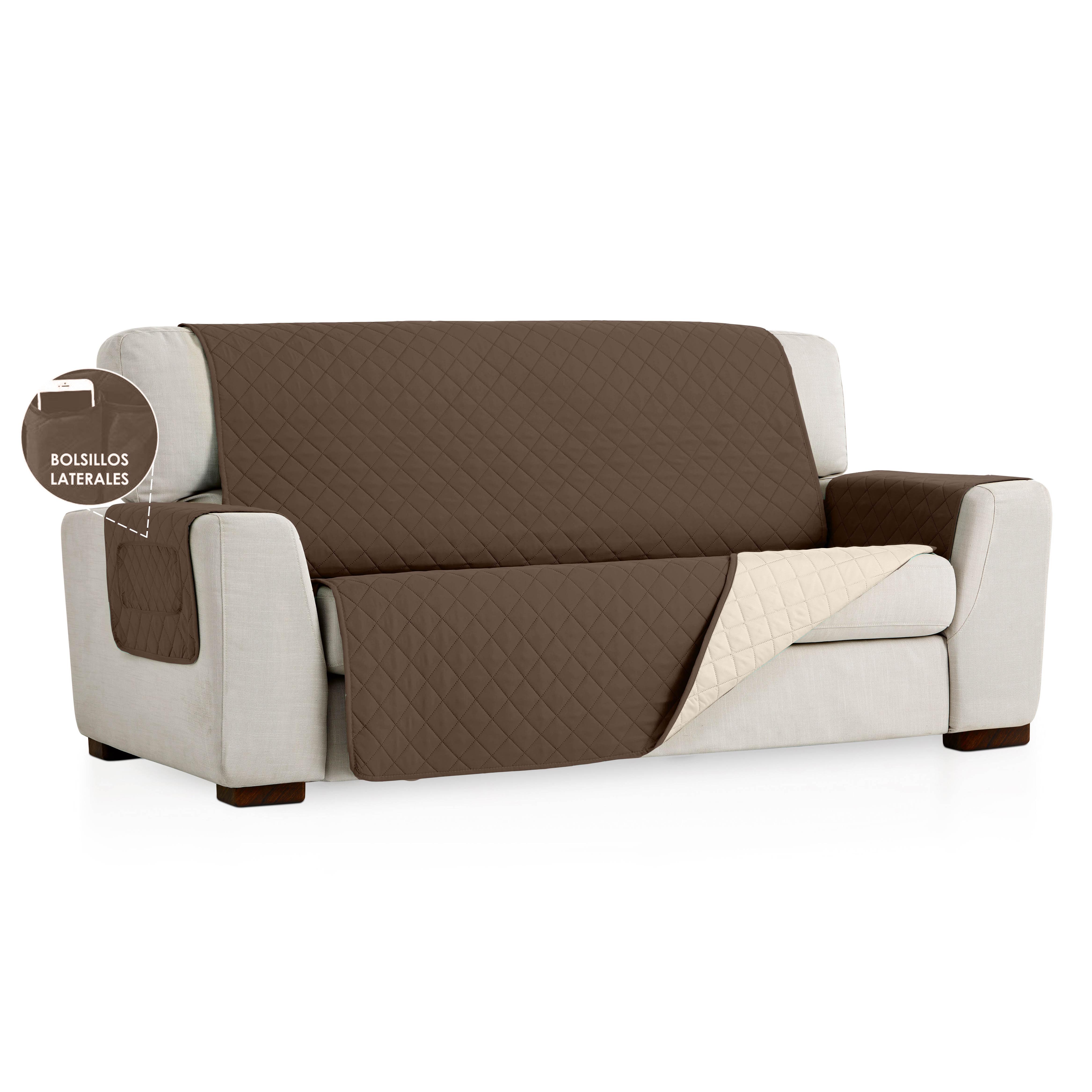 Almeritex 2000 Cubre Sofa Con Bosillos Laterales Reversible - Protector Sofá-Acolchado Sofá-Fácil de Limpiar y Transpirable
