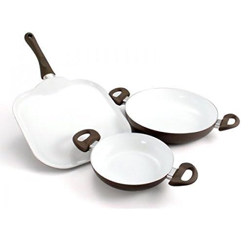 CRC set 3 piezas MaxCeramic: plancha 28 cm, cazuelas 28 y 20 cm CRC Menaje de cocina Cacerolas y tapas Sartenes y planchas Baterías de cocina Ollas y sartenes