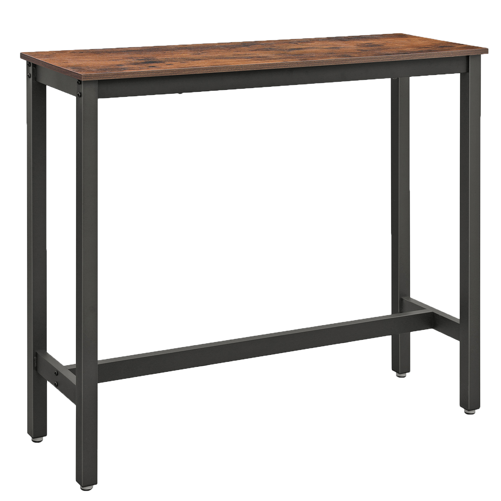 VASAGLE Mesa de Bar, Mesa de Cocina Rectangular Estrecha, Mesa Alta con Marco de Metal Robusto, 120 x 40 x 100 cm, Montaje Sencillo, Diseño Industrial, Marrón Rústico y Negro