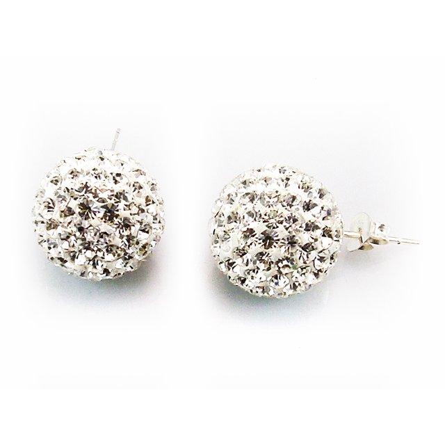 Pendientes En Plata De Ley Con Cristales Blancos 14 Mm.