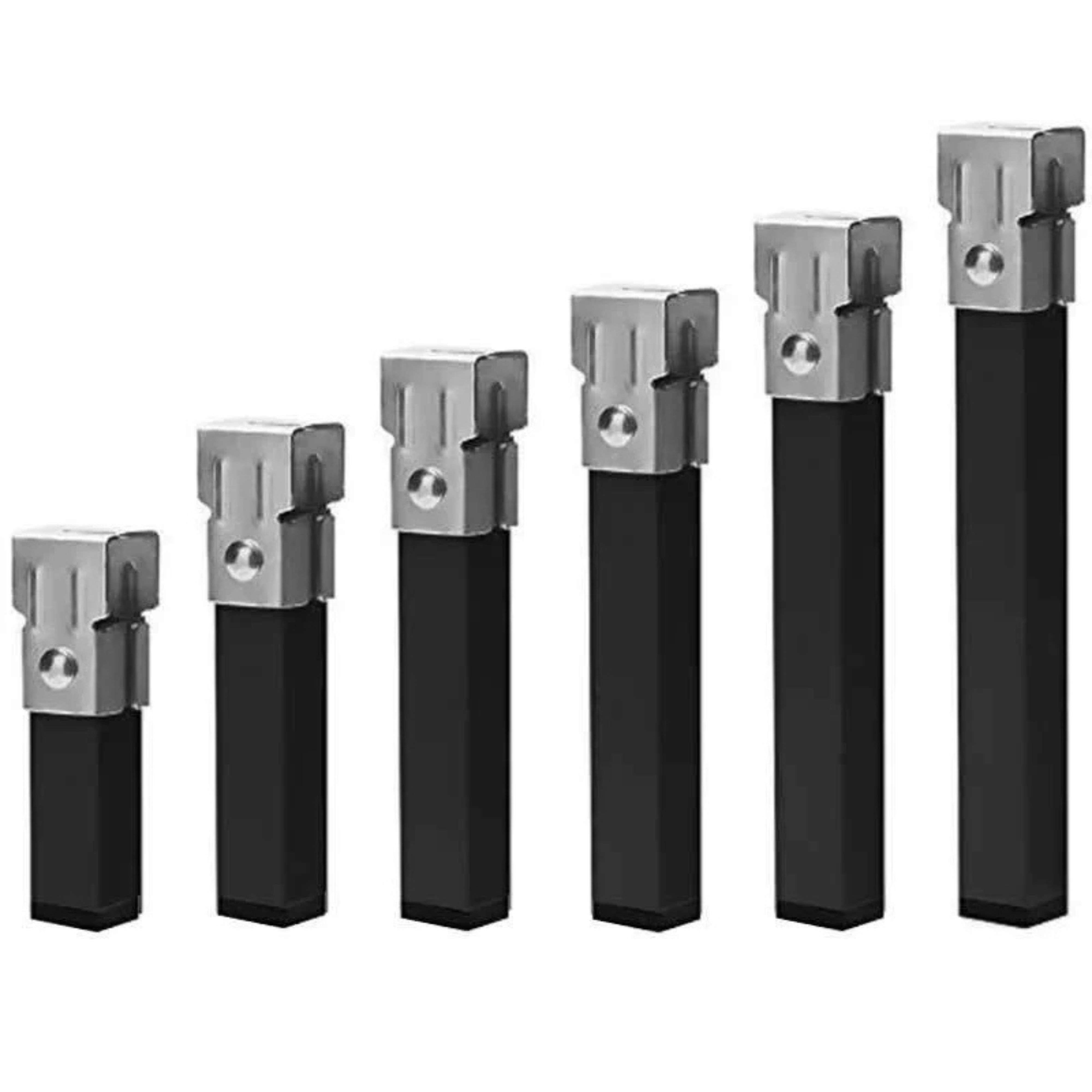Miroytengo Juego de 4 o 6 Patas Cuadradas Metálicas con Abrazadera para Somier Tubo 30x30 mm Disponible en Varias Medidas
