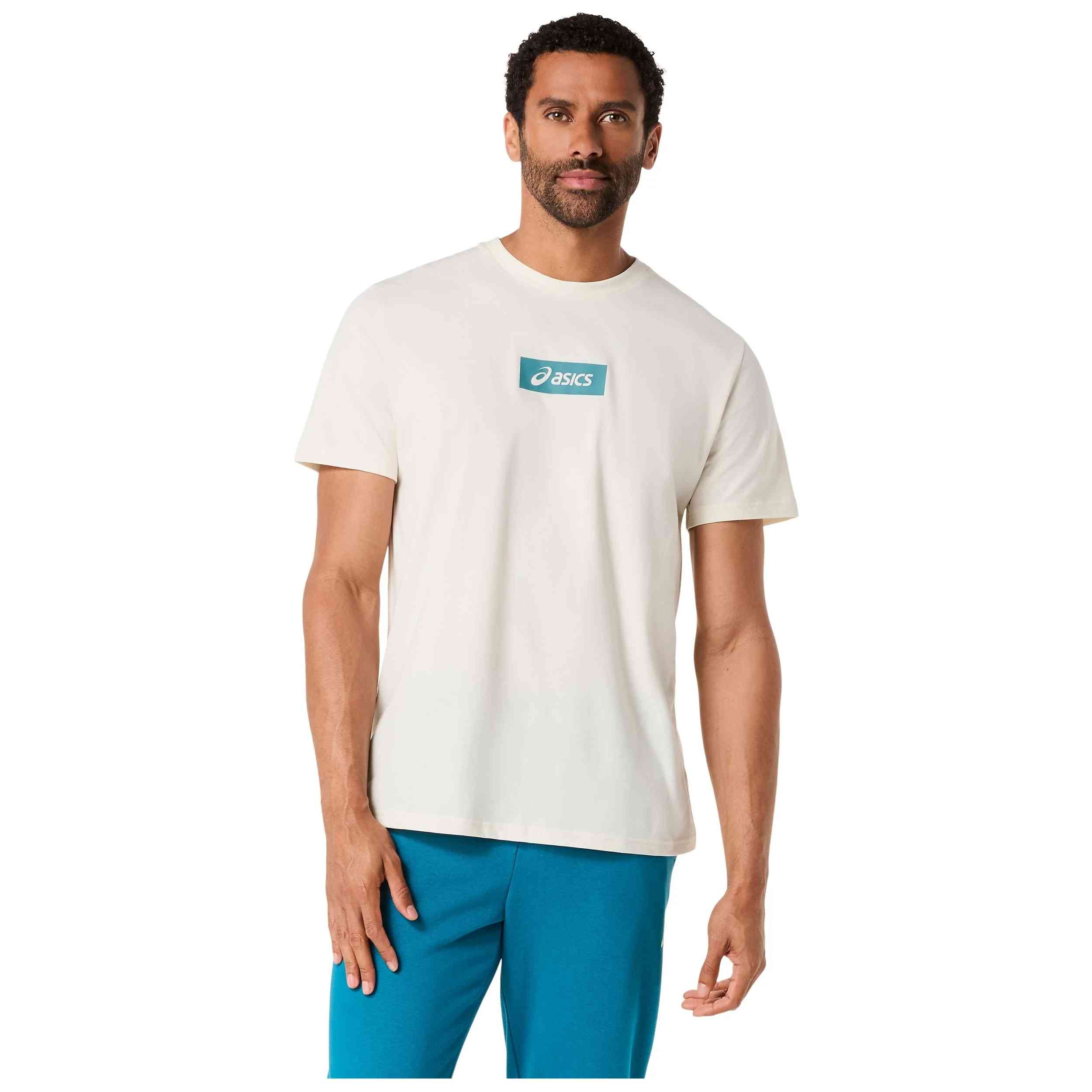 Camiseta De Manga Corta Asics modelo Chest Logo "Cream" para Hombre en color Beige
