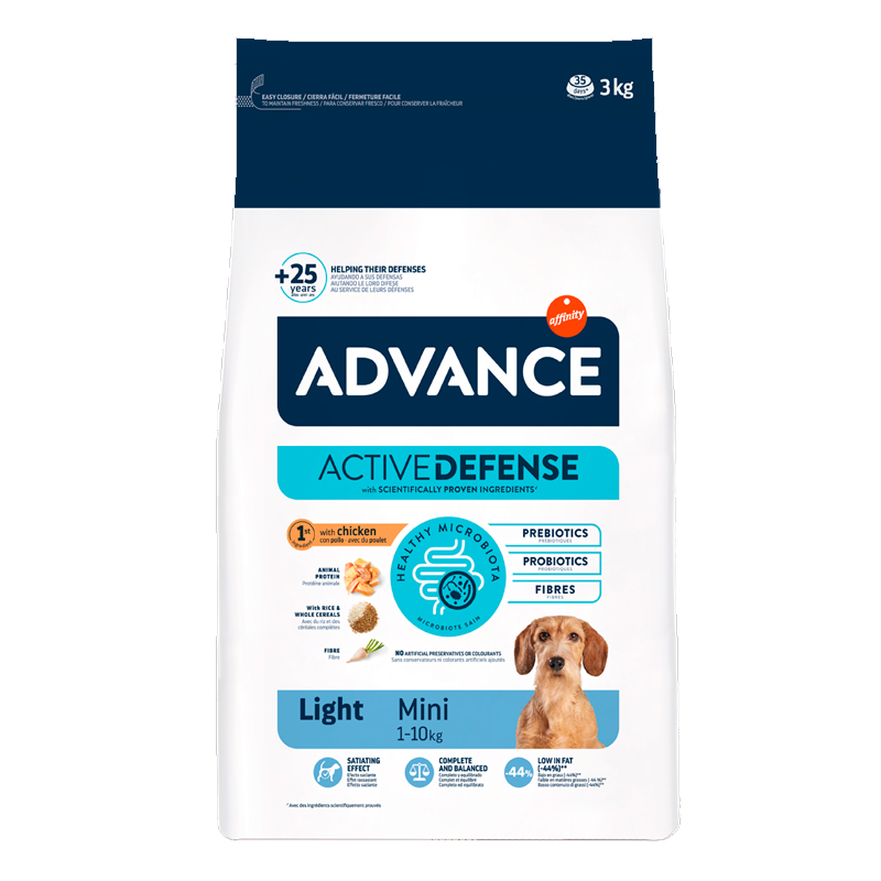 ADVANCE MINI LIGHT POLLO Y ARROZ PIENSO PARA PERROS 3Kg