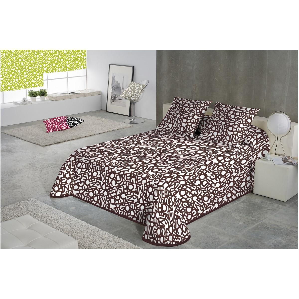 SABANALIA - Colcha estampada Letras (Disponible en varios tamaños y colores) | Colcha ideal para primavera y verano | Producto ligero y decorativo